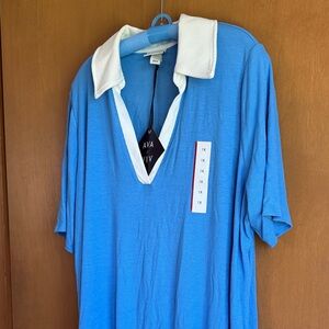 NWT Ava & Viv Blue Polo-Style Shirt Size 1X
